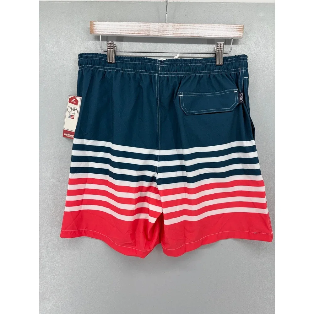 Chaps‎ Mens Swim Shorts Nautical Striped UPF 50+ Performance Medium